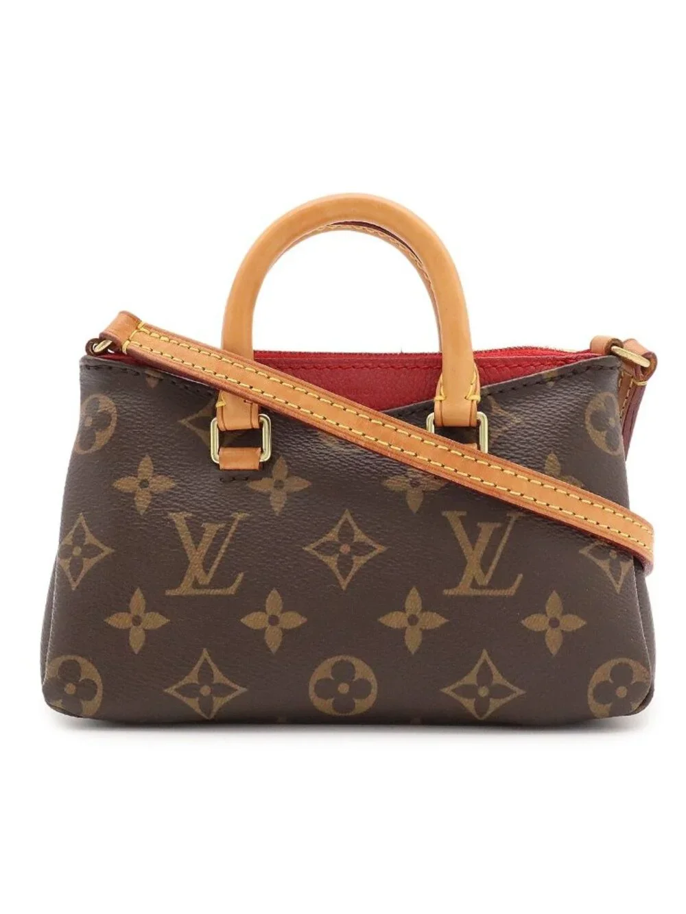 Louis Vuitton Monogram Nano Pallas Mini Bag 2-Way Crossbody Cerise Red
